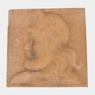 Minton Hollins 1890s English Art Pottery Green Majolica  dane  Portrait Tile