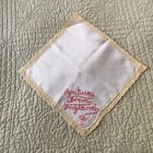 Vintage Silk Handkerchief Keepsake England Greeting Hankie Embroidery Lace