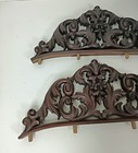Pair Hand Carved Ornate Antique Pediments Over Door Wood  Reclaimed Architectura