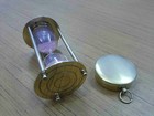 Nautical Brass Sand Timer Vintage Lid Compass Collectible
