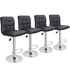 Set Of 4 Bar Stools Swivel Adjustable Pub Bar Chairs Modern Pu Leather Black