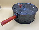 Tin Metal Corn Popper Hand Crank   Stovetop  Campfire   Red Handle 1950 Vtg E-z
