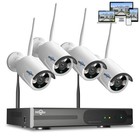 Used Hiseeu Security Camera System  4pcs 3mp Cameras  10ch Wifi Nvr without Hdd