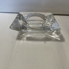 Vintage Clear Square Glass Cigar   Cigarette Ashtray 5 75    - Tapered Bottom