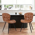 Set Of 2 Dining Chair Designer Chair Ergonomic  Rubberwood Frame Pu Leather Home