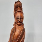 Vtg Hand Carved Wooden Oriental Asian Woman Figurine Sculpture Wood Home Decor