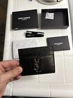Yves Saint Laurent Black Silver Studded Croc Leather Cardholder