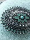 Vintage Oval Intricate Blue Turquoise Enamel Western Belt Buckle New
