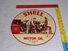 Vintage Shell Motor Oil 1939 Mechanic   Woman  12  Porcelain Metal Gasoline Sign