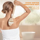    2 Pack Dry Brushing Body Brush  Natural Bristle Wooden Bath Shower Long Handle
