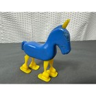 Vintage Blue Yellow Plastic Horse Toy Suction Cup Feet 3 25  Retro Figurine