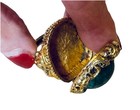 Vintage Poison Ring Green Cabochon Locket Gold Tone Gothic Ornate Size 8 