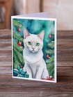 Foreign White Cat By The Christmas Tree Cards Envelopes Pk Of 8 Dac7217gca7p
