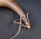 Antique 1800   s American Powder Horn W  Wood Plug   Stopper   11    Frontier Era