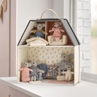 Two-story Tiny Plush Animal Family Dollhouse Playset With 6 Plush Bear Or Mouse