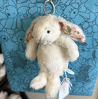 Cute White Cream Bunny Blossom Berry Keychain Charm Jellycat Kawaii Gift Nwt