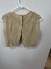 Vintage 1960s Gold Lurex Sleeveless Blouse   Pencil Skirt Set Union Made   Small