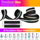  5 Black Rainbow Zipper By The Yard - 10 Yards Nylon Zipper Tape With 20 Pcs Col