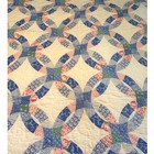 Vintage Double Wedding Ring Quilt Hand Quilted Signed Dated 1987 Full Queen