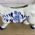 Vintage Delft Cow Bull Creamer Blue Windmill And Flower Pattern Hand Painted