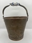 Antique Copper brass Riveted Bucket Pail Kettle Pot Lion s Head Delft Blue Handl