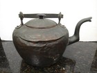 Large Antique Hand Hammered Handmade Copper Kettle With Great Patina