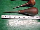 Antique  Scratch Awl  Lot    Turned    Wood  Bulb  Handles Super   Original Usa