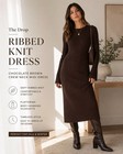 The Drop Brown Ribbed Knit Midi Sweater Dress Long Sleeve Women   s Large