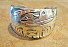 Wide Vintage Northwest Coast Indians Haida Sterling Eagle Bird Design Bracelet