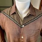 1950s Vintage Nos Two Tone Rockabilly Acetate Shirt With Lurex Trim M