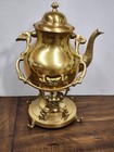 Vintage Brass Samovar Tilting Coffee Tea Pot Kettle With Stand   Burner