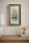 Vintage 1984 Original Oil Painting Blue Floral Still Life Signed J  Bevely Retro