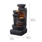 Cascading Stacked Stones Patio Water Fountain With Warm Led Light