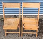Pair  2  Vintage Oak Wood Folding Chairs  Multiple Sets  