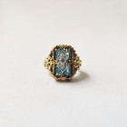 925 Sterling Silver Blue Topaz Ring Size 7 Vintage Victorian Antique Jewelry