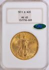 1911-d  20 Gold Saint Gaudens Ngc Fatty Ms65 Cac Gold Double Eagle 718003