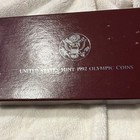 1992 Proof Olympic 2 Coin Set Silver Dollar   Clad Half W box   Coa Ogp