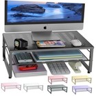  2-tier Metal Monitor Stand Riser  Desk Accessories   Workspace Desk Black