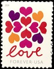 4 Mint Hearts Blossom Love Stamps  Valentines Day  Anniversary  Heart Blossoms
