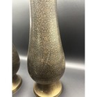 Vtg Pair Of 2 Middle Eastern Persian Mcm Floral Etched Brass Vase 12 