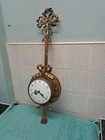 Large Antique 1910  French Gilt Bronze Cartel Wall 8 Day Clock Working With Key 