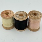 3 Belding Corticelli Wood Spools With Thread   1 Unbranded Cotton Poly Bond Vtg