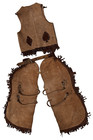 Vintage Child s Leather  Cowboy Chaps    Vest  Set Western  Ranch   Rodeo Wear