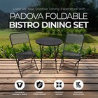 Four Seasons Courtyard Padova Foldable 3 Piece Steel Bistro Dining Set  Black