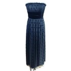 Kay Unger Ny Size 6 Lace Velvet Polka Strapless Maxi Dress Black Party Cocktail