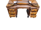 67476  Antique Walnut Vanity With Mirror  Ornate Carving And Drawers