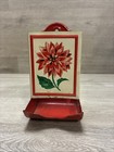 Vintage Metal Tin Match Holder Rose Daisy Floral Rustic Kitchen Decor Wall Mount