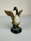 Vintage Canadian Goose Figurine On Wooden Stand 6 Inch