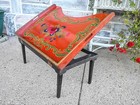 Vintage Antique Japanese Floral Painted Adjustable Wood Drawing Art Easel Table