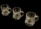 Lot Of 3 Vintage Miniature Beer Mug Clear Glass Stein Shot Glasses 1oz Mint